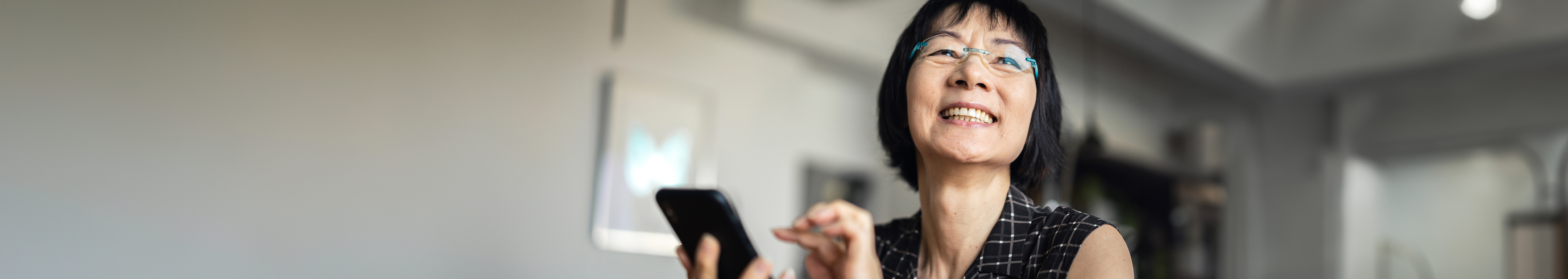 woman using mobile smile